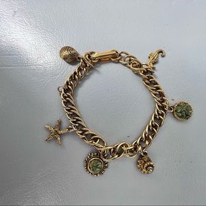 Red Orange and Pink Crystal Gold Charm Bracelet